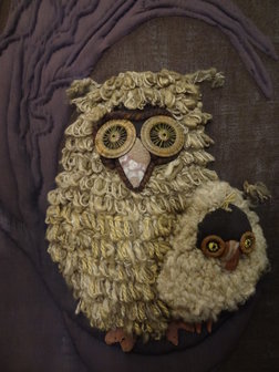 Handmade Owl Silk Wool 1970&#039;s