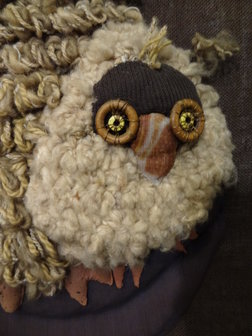 Handmade Owl Silk Wool 1970&#039;s