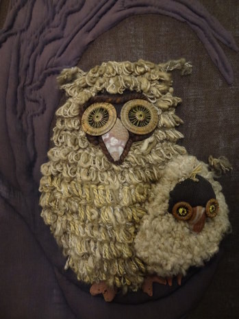 Handmade Owl Silk Wool 1970's